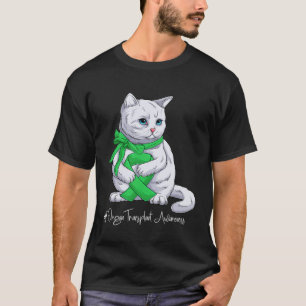 Organ Transplant Awareness Month Green Ribbon Cat T-Shirt