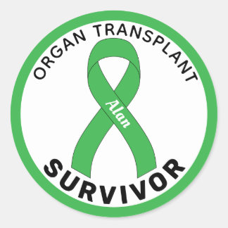 Organ Transplant Ribbon White Classic Round Sticker