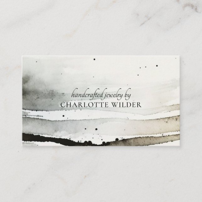 Organic Abstract Watercolor Jewellery Designer Business Card (Front)