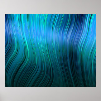 Organic Art Molten Plastic Soft Strands Blue Hues Poster