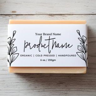 Organic Artisan Floral lineart Soap sleeve Label Invitation Belly Band