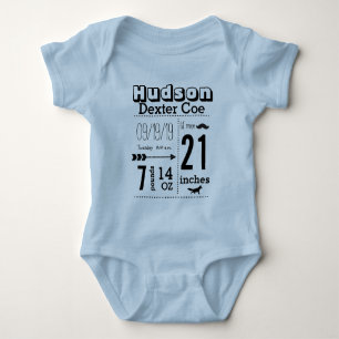 Organic Baby Boy Birth Record Lil' Man Moustache Bodysuit