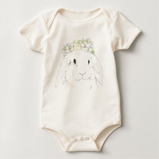 Organic baby girl bunny rabbit bodysuit romper