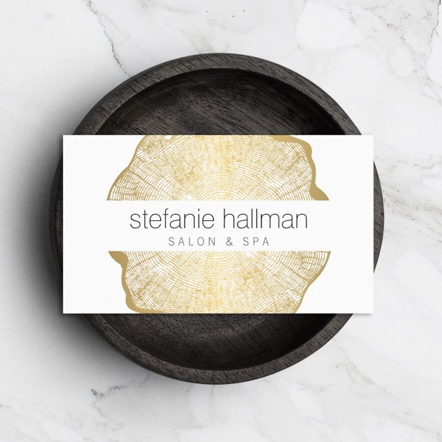 Organic Beauty Gold Tree Rings Salon Business Card (Creator Uploaded)