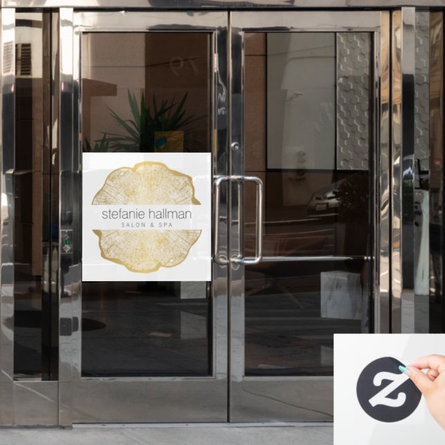 Organic Beauty Gold Tree Rings Window Cling (Office Door)