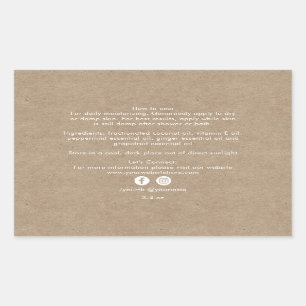 Organic Beauty Product Ingredients Kraft Rectangular Sticker