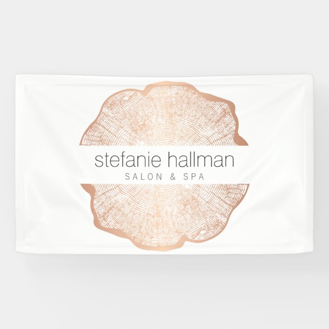 Organic Beauty Rose Gold Tree Rings Salon Banner (Horizontal)