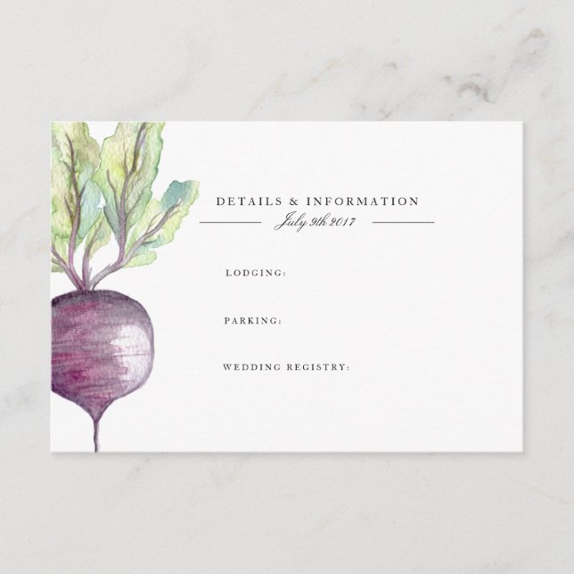 Organic Beet | Watercolor Information Card (Front)