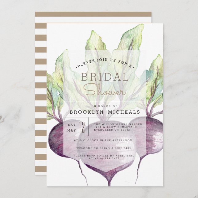 Organic Beets | Veggie | Watercolor Bridal Shower Invitation (Front/Back)