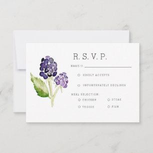Organic Blackberry Duo Watercolor RSVP Card