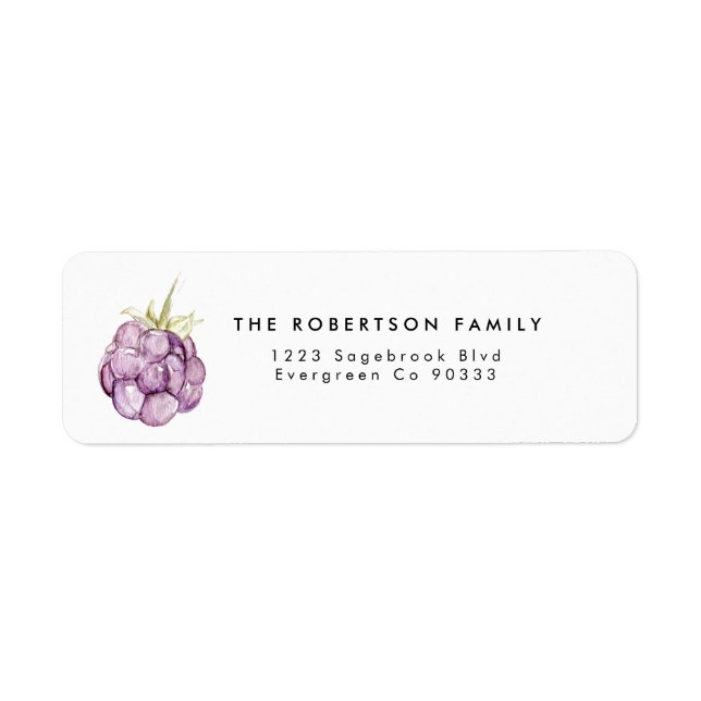 Organic Blackberry Watercolor Address Label (Front)