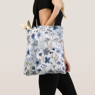 Organic Blue Anemone Fern Everyday Personalized Tote Bag