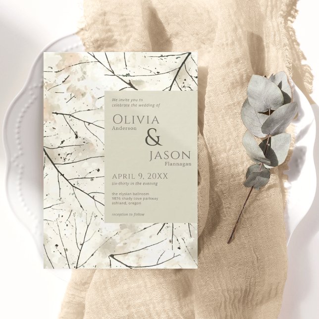 Organic Blush Flax Mocha Watercolor Invitation (Creator Uploaded)