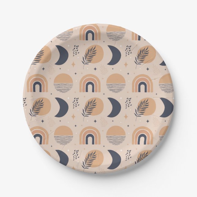 Organic Boho Pattern Paper Plate (Front)