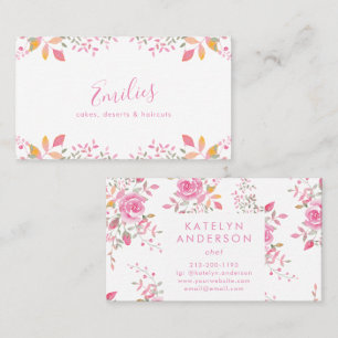 Organic Botanical Watercolor Roses Business Card