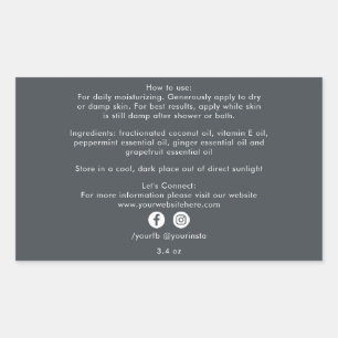 Organic Business Beauty Product Ingredients Black Rectangular Sticker