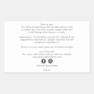 Organic Business Beauty Product Ingredients White Rectangular Sticker