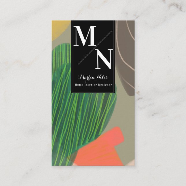 Organic Cactus Home Interior Designer Business Card (Front)