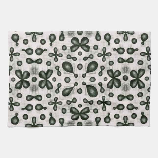 Organic chemistry student black and white pattern  tea towel (Horizontal)