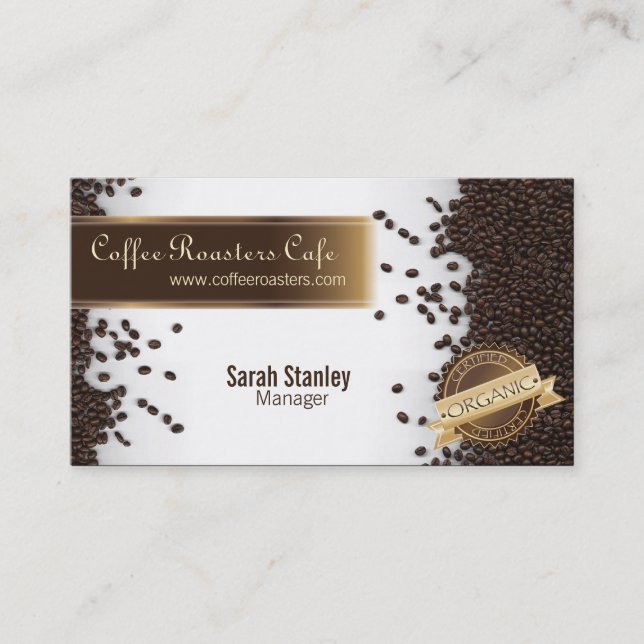 Organic Coffee House Cafe Restaurant Business Card (Front)