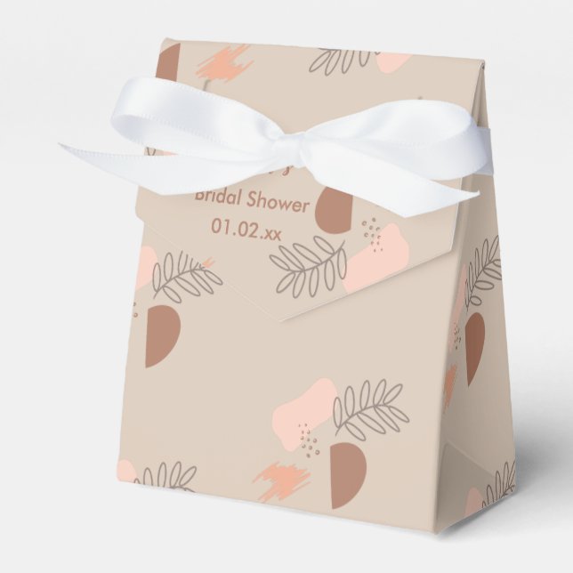 Organic Collage Leaf Earth Tone Wedding Favour Box (Front Side)