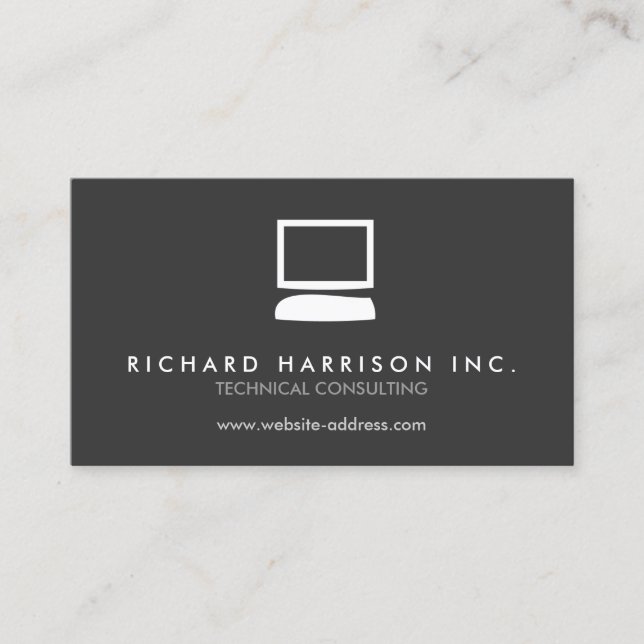 ORGANIC COMPUTER LOGO White/Grey Business Card (Front)