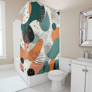 Organic Coral Teal Biomorphic Abstract Pattern Shower Curtain