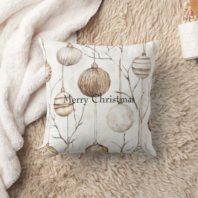 Organic Cream Tan Christmas Ornaments Cushion (Blanket)