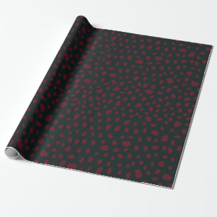 Organic Crimson Dots on Dark Green Wrapping Paper