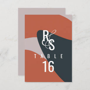 Organic Dark Terracotta Blue Blush Seating Wedding Invitation