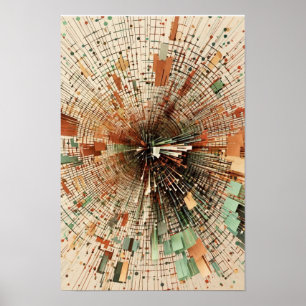 Organic Data Burst - Natural Beige Terracotta Sage Poster