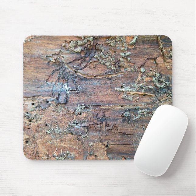 Organic Decay On Wood Mouse Mat (With Mouse)