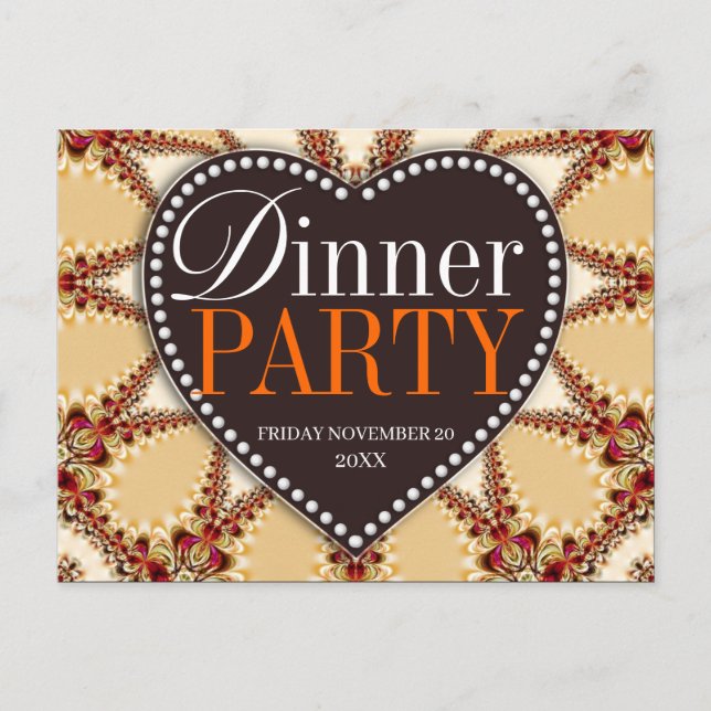 Organic Decor Dinner Party Invite Post Cards (Front)