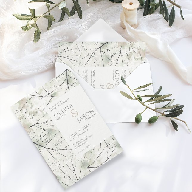 Organic Dusty Sage Khaki Floral Invitation (Creator Uploaded)