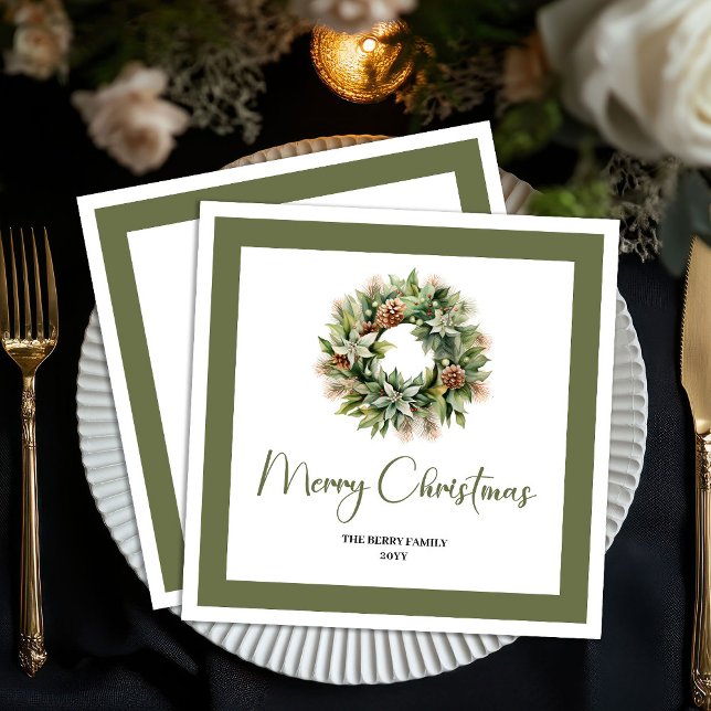 Organic Earth Tone Christmas Wreath Custom Napkins (Organic Earth Tone Christmas Wreath Custom Napkins)