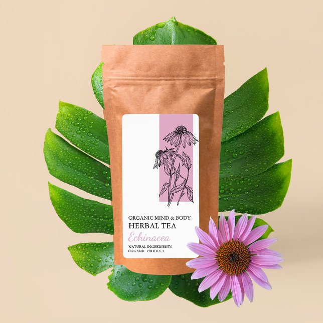 Organic Echinacea Herbal Tea Business Label (Creator Uploaded)