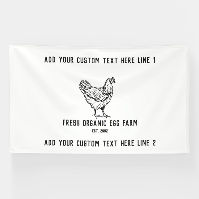 Organic Egg Farm Farmhouse Rustic Chicken  Banner (Horizontal)