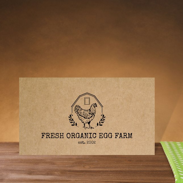 Organic Egg Farm Farmhouse Rustic Chicken  Business Card (Creator Uploaded)
