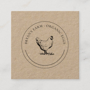 Organic Eggs Chicken Premium Kraft Square Business Card