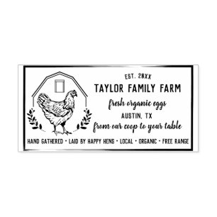 Organic Eggs Family Farm Vintage Rustic Chicken Ru Rubber Stamp
