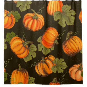 Organic farm vegetables seamless pattern with oran shower curtain