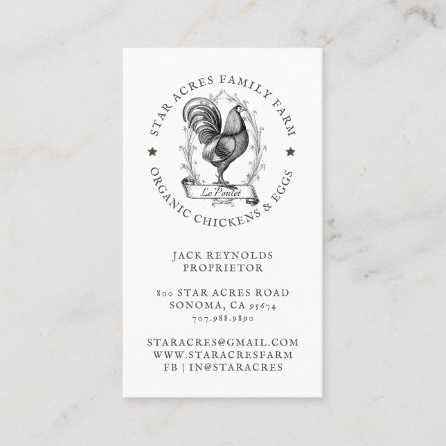 Organic Farm Vintage Hen Business Card (Front)
