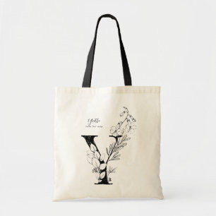 Organic farmhouse letter Y floral monogrammed Tote Bag