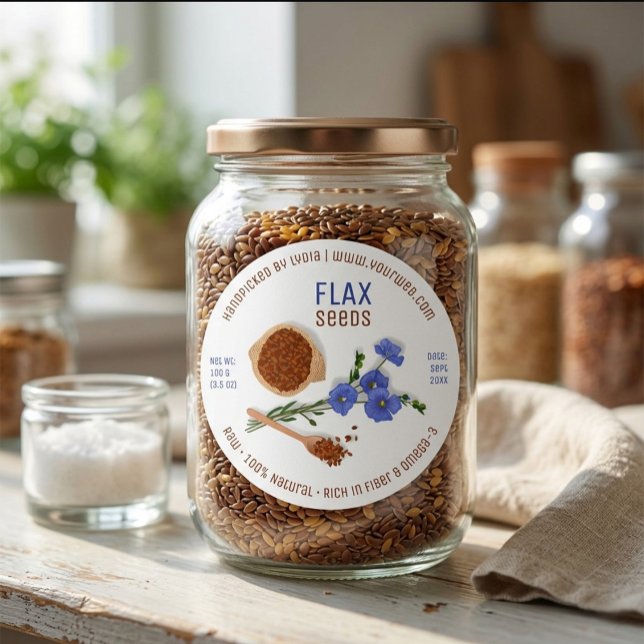 Organic Flax Seeds Product Packaging Classic Round Sticker (Creator Uploaded)