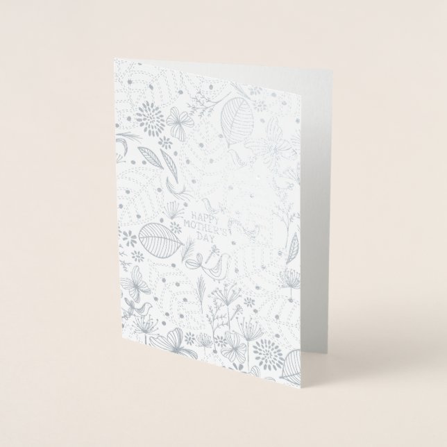 Organic Florals Mother's Day Greeting Foil Card (Front)