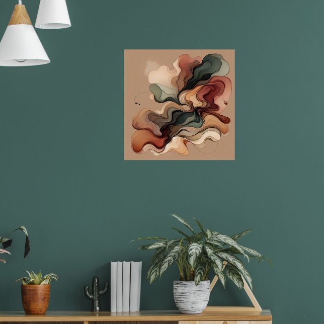 Organic Flow Abstract Art – Earth Tone Symmetry Poster (Living Room 1)