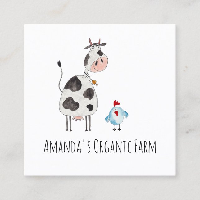 Organic Food Farm Factory Cute Simply Square Business Card (Front)