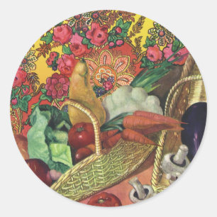 Organic Food, Garden Vegetables, Blooming Flowers Classic Round Sticker