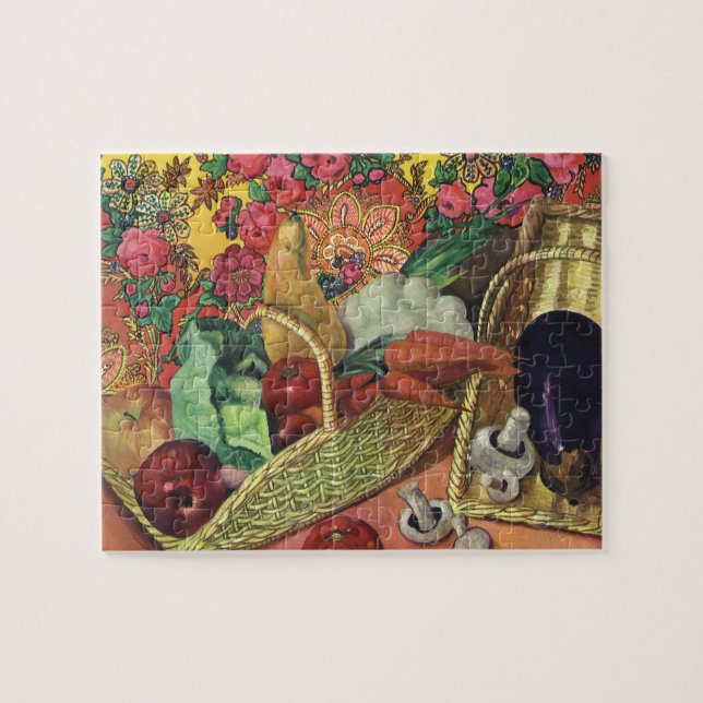 Organic Food, Garden Vegetables, Blooming Flowers Jigsaw Puzzle (Horizontal)