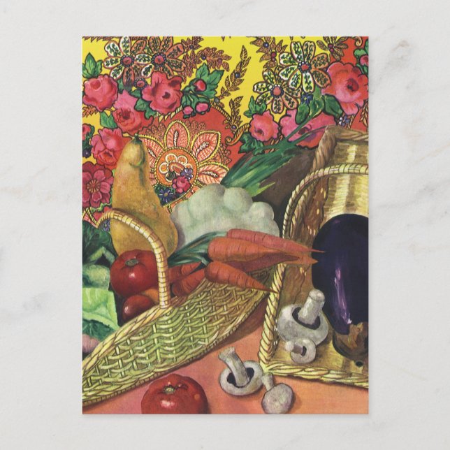 Organic Food, Garden Vegetables, Blooming Flowers Postcard (Front)